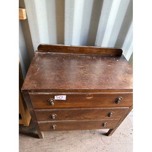50 - Vintage three drawer chest on legs