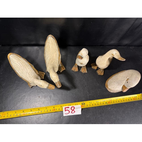 58 - Collection of wooden duck ornaments