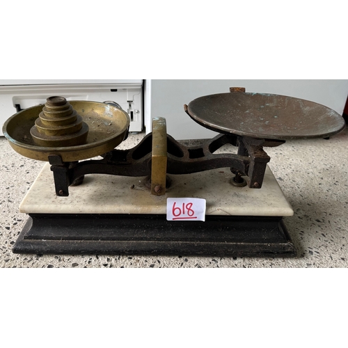 618 - Vintage balance scales and weights