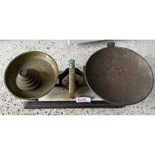 618 - Vintage balance scales and weights