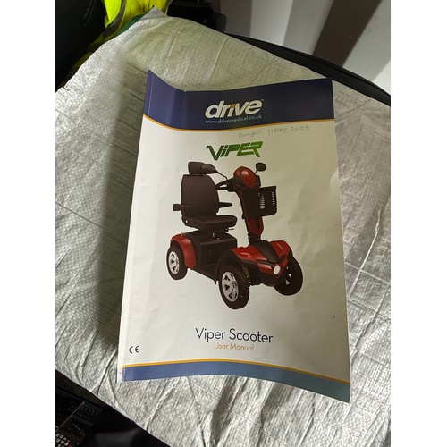 Drive Medical Viper mobility scooter in red with charger, keys rear ...