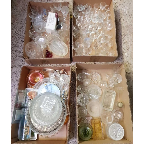 159 - 4 CARTONS OF MIXED GLASSWARE INCL: SHIP IN A BOTTLE & A CAITHNESS GLASS BOWL