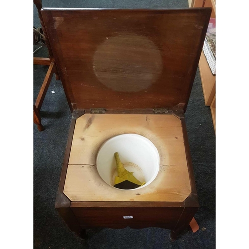 205 - MAHOGANY & PINE COMMODE WITH ORIGINAL CERAMIC BOWL