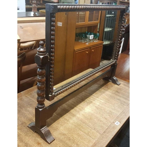 213 - AN OAK BOBBIN TURNED BEADED FRAME CHEVELLE MIRROR