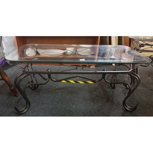 269 - A PAIR OF GLAZED & METAL COFFEE TABLES