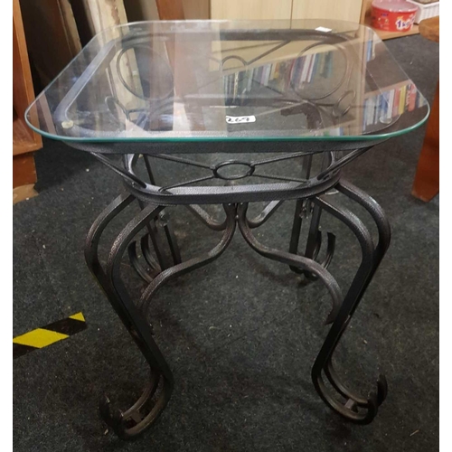 269 - A PAIR OF GLAZED & METAL COFFEE TABLES