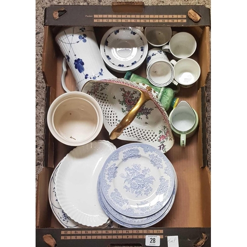 28 - CARTON OF MIXED CHINAWARE INCL: ROYAL WORCESTER PORCELAIN