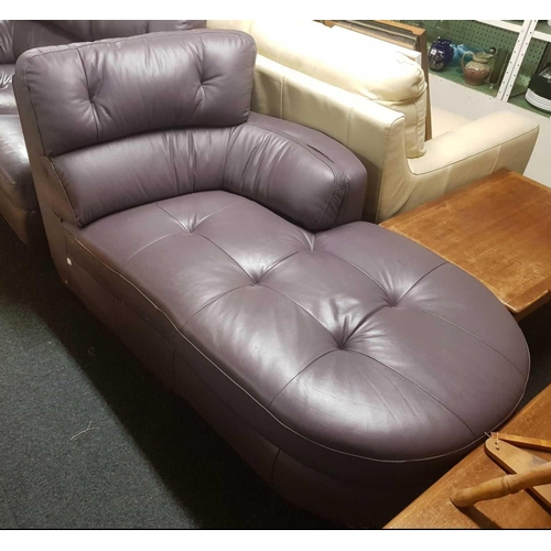 318 - PURPLE LEATHERETTE SWIVEL CHAIR WITH 2 MATCHING LOUNGERS