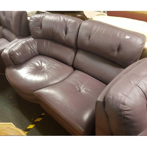 318 - PURPLE LEATHERETTE SWIVEL CHAIR WITH 2 MATCHING LOUNGERS