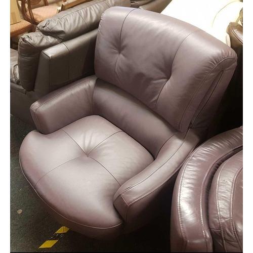 318 - PURPLE LEATHERETTE SWIVEL CHAIR WITH 2 MATCHING LOUNGERS