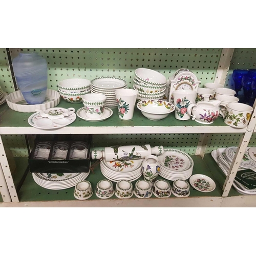 332 - 3 SHELVES OF BOTANIC GARDEN PORTMEIRION CHINAWARE & OTHER PORTMEIRION