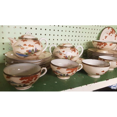 334 - SHELF OF ORIENTAL TEA WARE