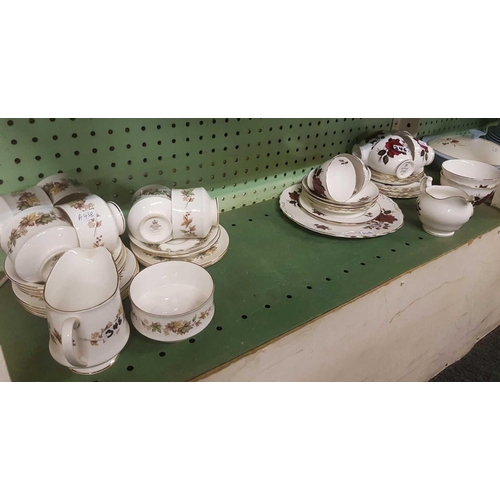 346 - POOLE POTTERY & SHELF OF ROYAL STANDARD TEA WARE & COLCLOUGH TEA WARE