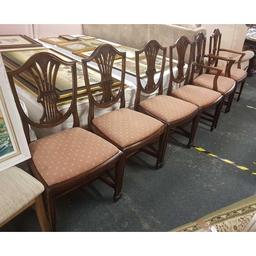 359 - 4 MAHOGANY WHEAT SHEAF BACK CHAIRS & 2 CARVERS