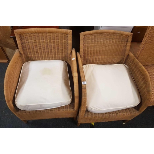 382 - 2 WICKER DINING CHAIRS & 2 WICKER TUB CHAIRS