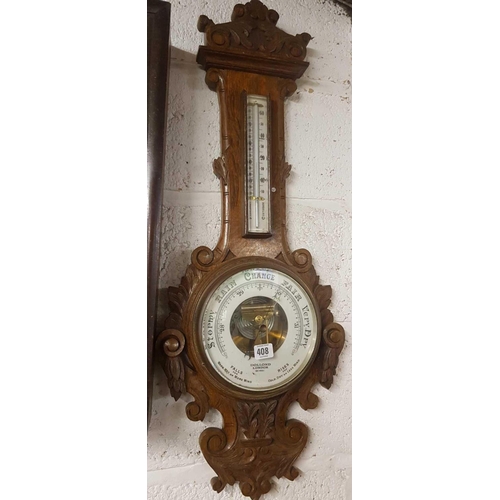 408 - OAK CASED BAROMETER