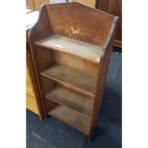 443 - PINE OPEN BACK BOOK SHELF & A WOODEN BOOKCASE