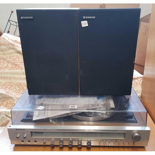 655 - SANYO G2003 SOLD STATE STEREO MUSIC CENTRE WITH SPEAKERS