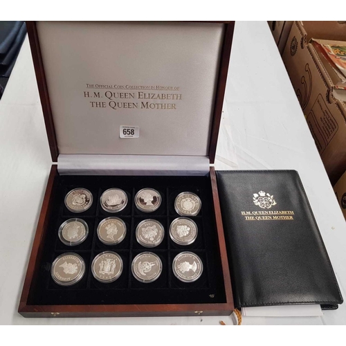 658 - THE OFFICIAL COLLECTION OF QUEEN ELIZABETH THE QUEEN MOTHER SILVER COINS WITH CERTIFICATES