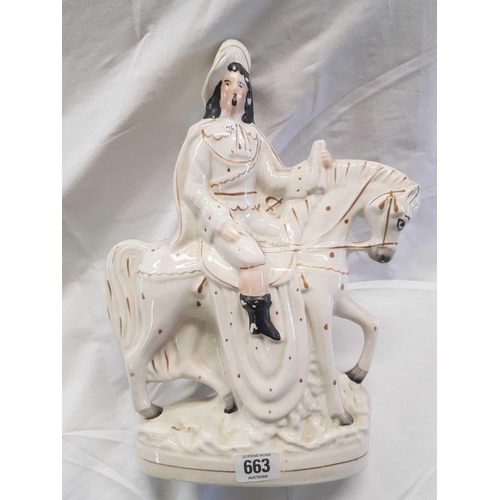 663 - FLAT BACK FIGURE OF A MAN ON A HORSE