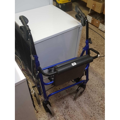 96 - BLUE FOLD UP 4 WHEELED WALKER