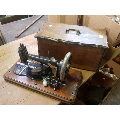 97 - VINTAGE PORTABLE SINGER SEWING MACHINE IN CASE A/F