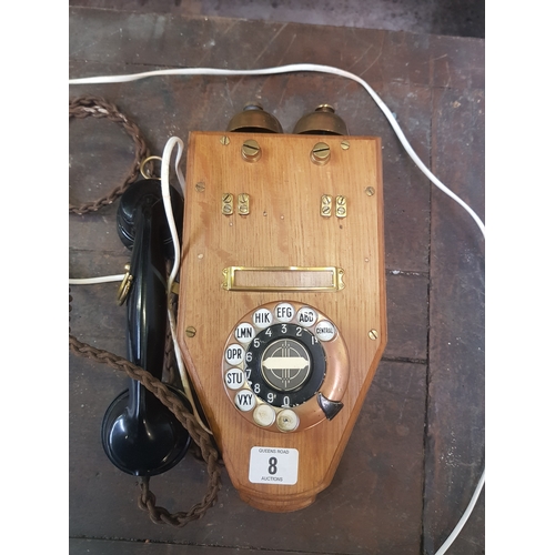 8 - WOODEN  WALL MOUNTED TELEPHONE DIALER