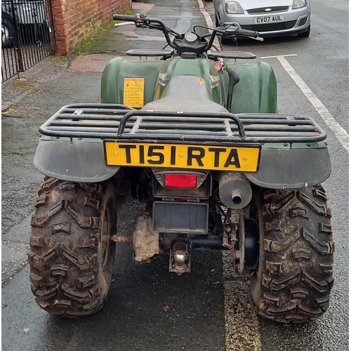 1 - KAWASAKI KVF400 QUAD BIKE - GREEN COLOUR PETROL - FRONT AXLE REQUIRES WORK