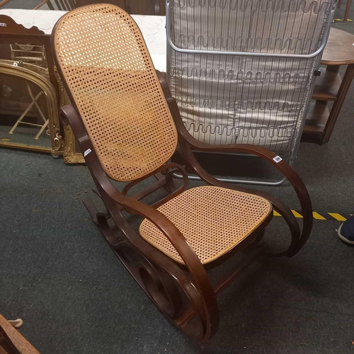 216 - WOOD & CANE ROCKING CHAIR