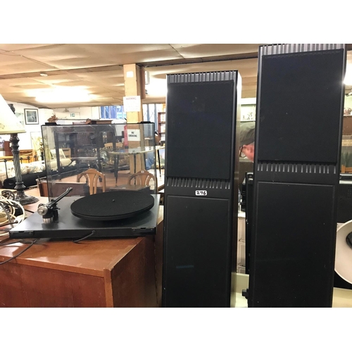 276 - REGA RECORD PLAYER WITH 2 FLOOR STANDING SPEAKERS