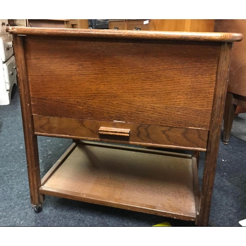 283 - OAK SEWING BOX / TROLLEY