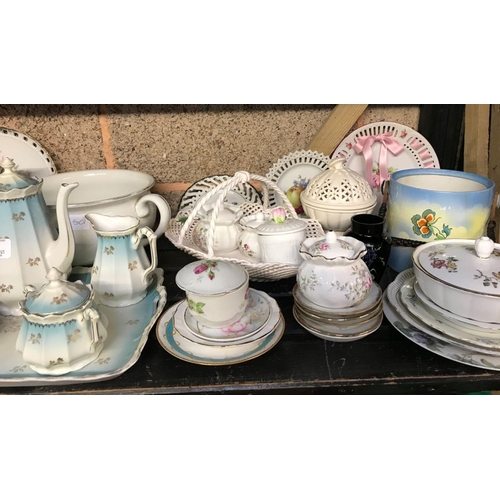 44 - SHELF OF CHINA INCL; ROYAL DOULTON,COALPORT & JAMES KENT, PLATES, BOWLS, DISHES ETC