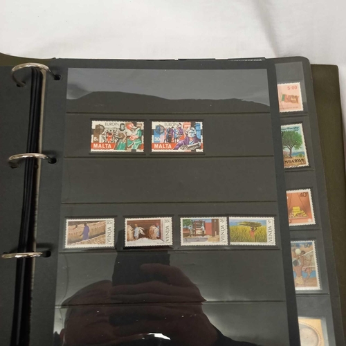 716 - ALBUM OF LOOSE LEAF STAMPS MINT & USED MOSTLY COMMON WEALTH DISPLAYED IN STRIPS - UNMOUNTED