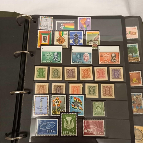 716 - ALBUM OF LOOSE LEAF STAMPS MINT & USED MOSTLY COMMON WEALTH DISPLAYED IN STRIPS - UNMOUNTED