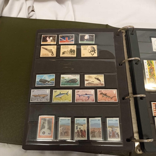 716 - ALBUM OF LOOSE LEAF STAMPS MINT & USED MOSTLY COMMON WEALTH DISPLAYED IN STRIPS - UNMOUNTED