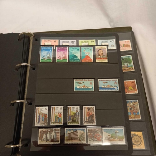 716 - ALBUM OF LOOSE LEAF STAMPS MINT & USED MOSTLY COMMON WEALTH DISPLAYED IN STRIPS - UNMOUNTED