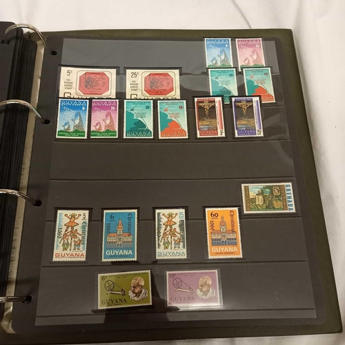 716 - ALBUM OF LOOSE LEAF STAMPS MINT & USED MOSTLY COMMON WEALTH DISPLAYED IN STRIPS - UNMOUNTED