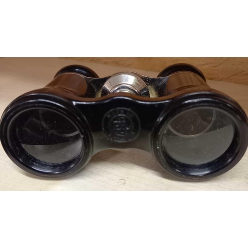 842 - SMALL PAIR BLACK BAKELITE BINOCULARS