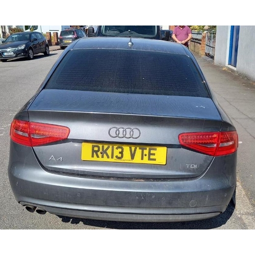 1 - AUDI A4 TECHNIK TDI VEHICLE REG: RK13 VTE - DIESEL COLOUR GREY, MOT 4TH MARCH 2022 MILEAGE :91545