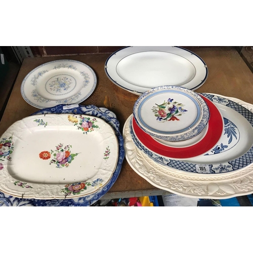 191 - SHELF OF VARIOUS MEAT PLATES  PLATES