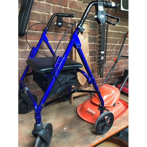 202 - DAYS BLUE METAL FOLDING 4 WHEELED WALKER