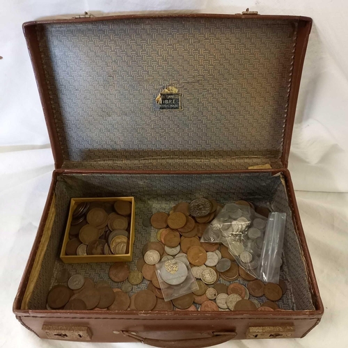 874 - LEATHER CASE OF COINS