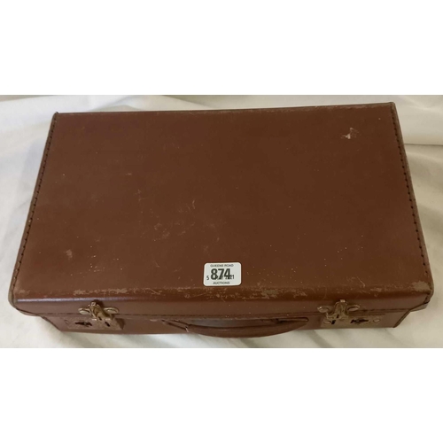 874 - LEATHER CASE OF COINS