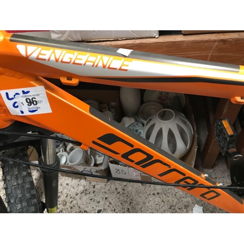 96 - ORANGE CARRERA VENGEANCE MULTI GEAR MOUNTAIN BIKE