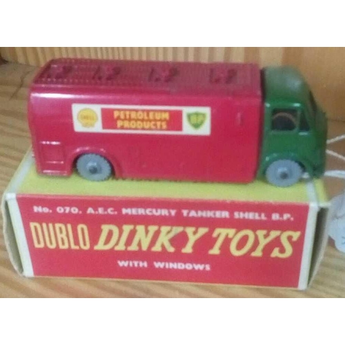 963 - DINKY DUBLO 070 AFC MERCURY TANKER SHELL / BP BOXED. GREEN CAB RED TANK GREY WHEELS, VERY GOOD CONDI... 