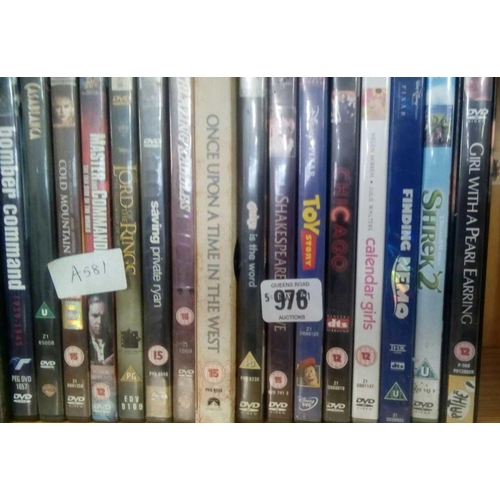 976 - PART SHELF OF DVD'S