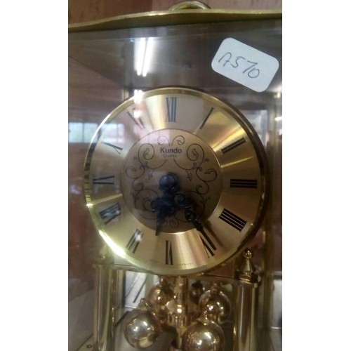 985 - LONDON CLOCK COMPANY WALL CLOCK NEW IN BOX & BRASS & GLASS TORSION CLOCK BY KUNDO