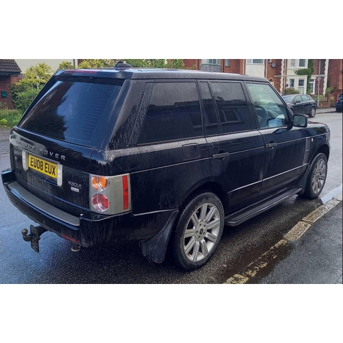 1 - LAND ROVER  - RANGE ROVER VOGUE SE, LIGHT 4 X 4 UTILITY, DIESEL, COLOUR BLACK, REG: EU08 EUX. MOT VA... 