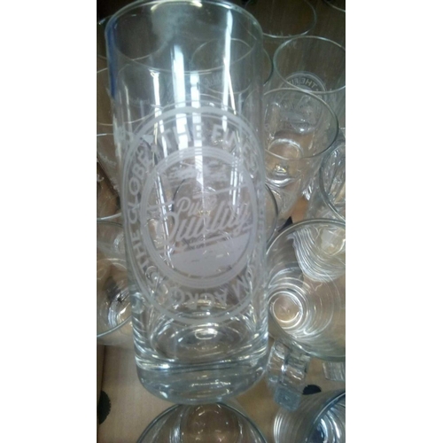 102 - 3 CARTONS OF VARIOUS OF PINT & HALF PINT GLASSES, TUMBLERS, WATER JUGS ETC