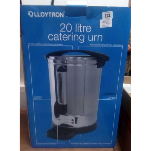 113 - LLOYTRON 20LTR CATERING URN (NEW IN BOX)